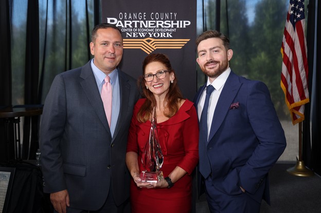 From left, Orange County Executive Steve Neuhaus, Orange County Chamber of Commerce President and CEO Heather Bell and Orange County Partnership President and CEO Conor Eckert